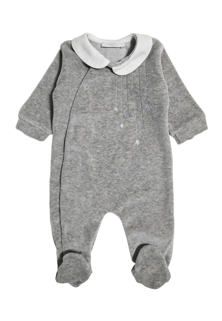 Grey chenille babygrow for newborn girl