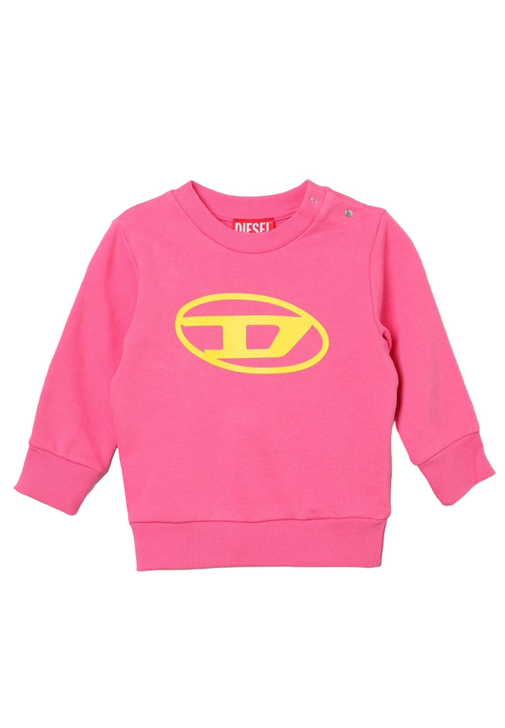 Fuchsia crewneck sweatshirt for baby girl