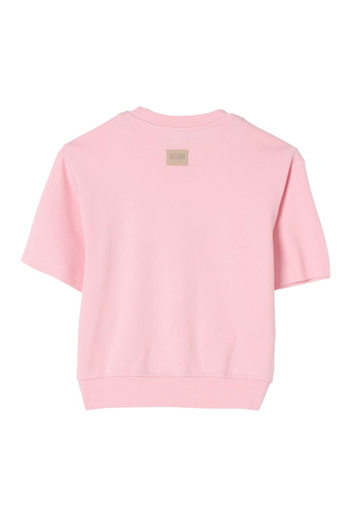 Sweat-shirt ras du cou rose pour fille