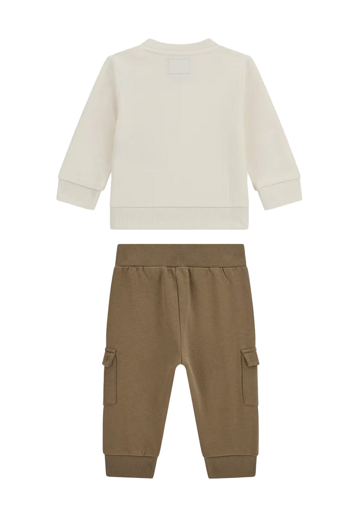 White and green sweatshirt set for newborn