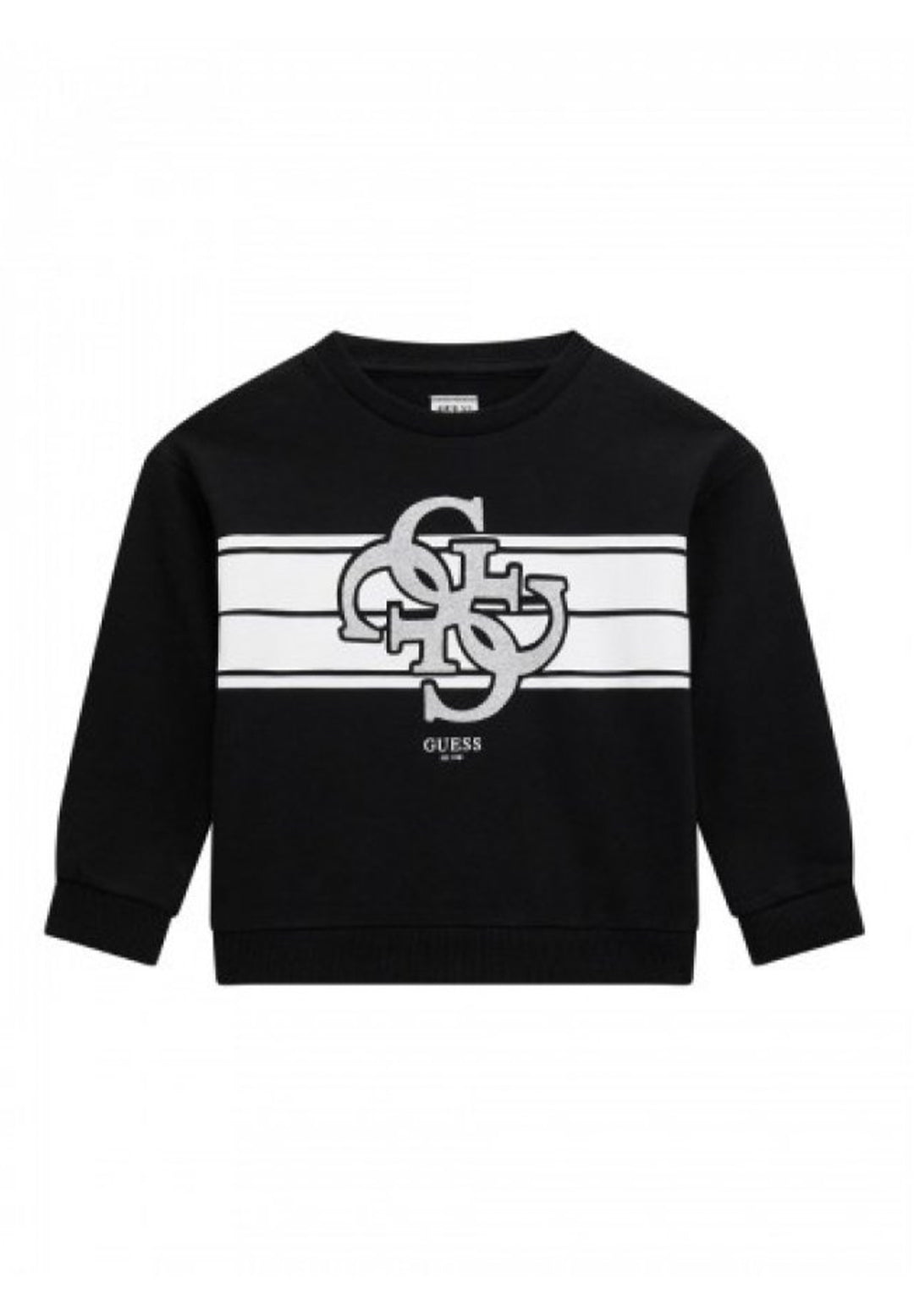Sudadera negra de cuello redondo para niña