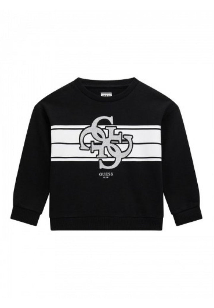 Sudadera negra de cuello redondo para niña