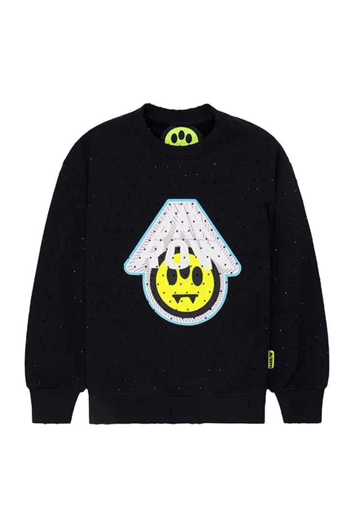 Sudadera de cuello redondo negra para niña