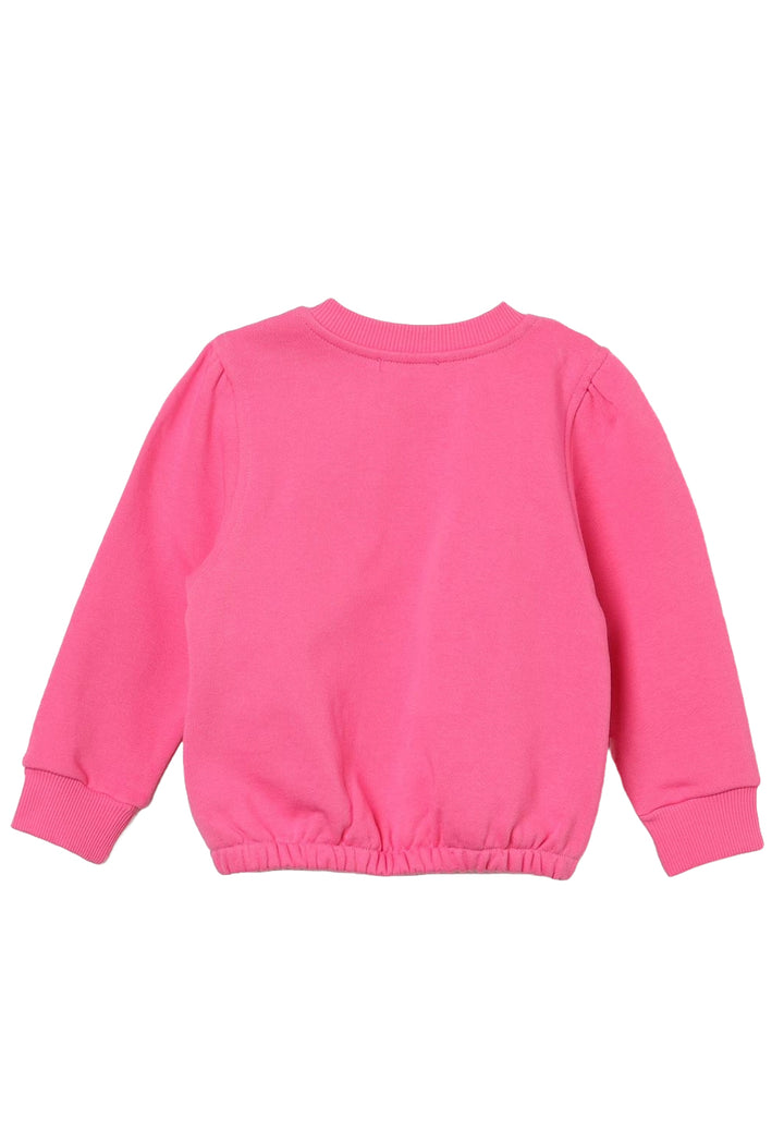Sudadera de cuello redondo fucsia para niña