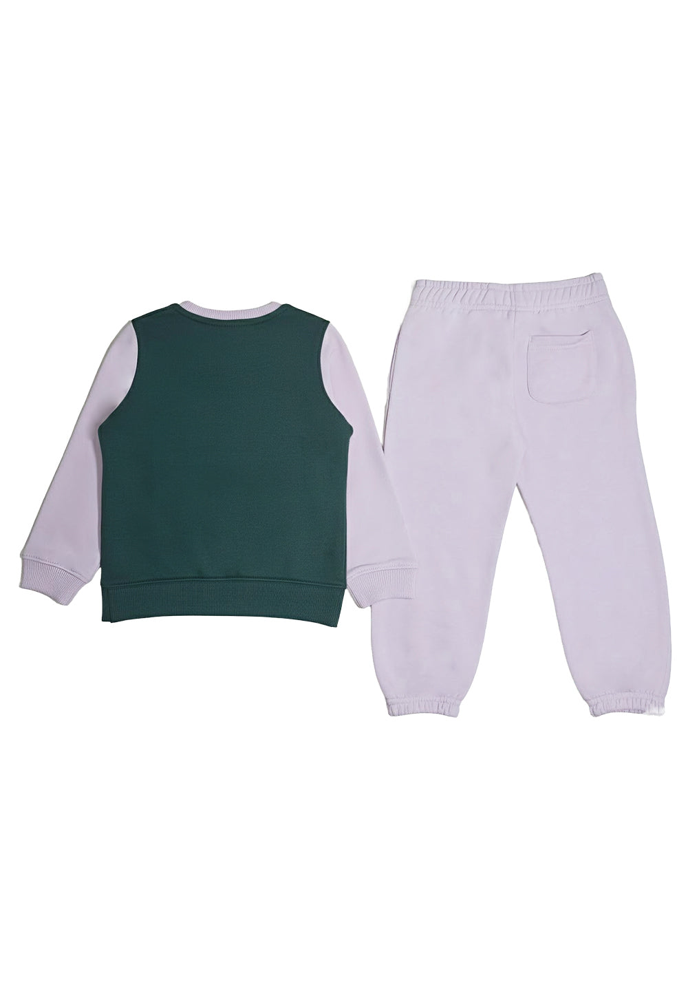 Conjunto de sudadera verde y lila para niña