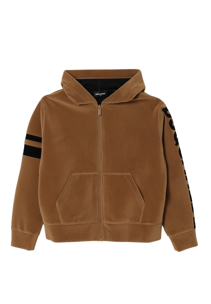 Sudadera marrón con cremallera para niño