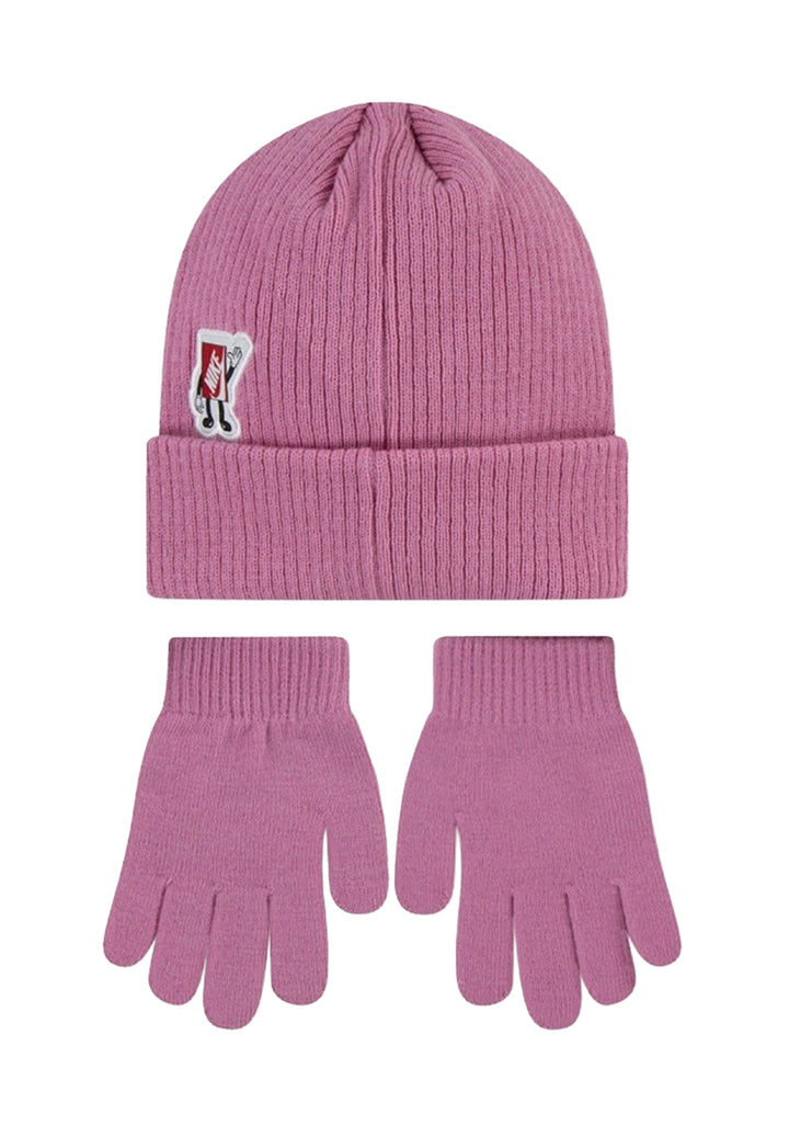 Set gorro + guantes rosa para niña