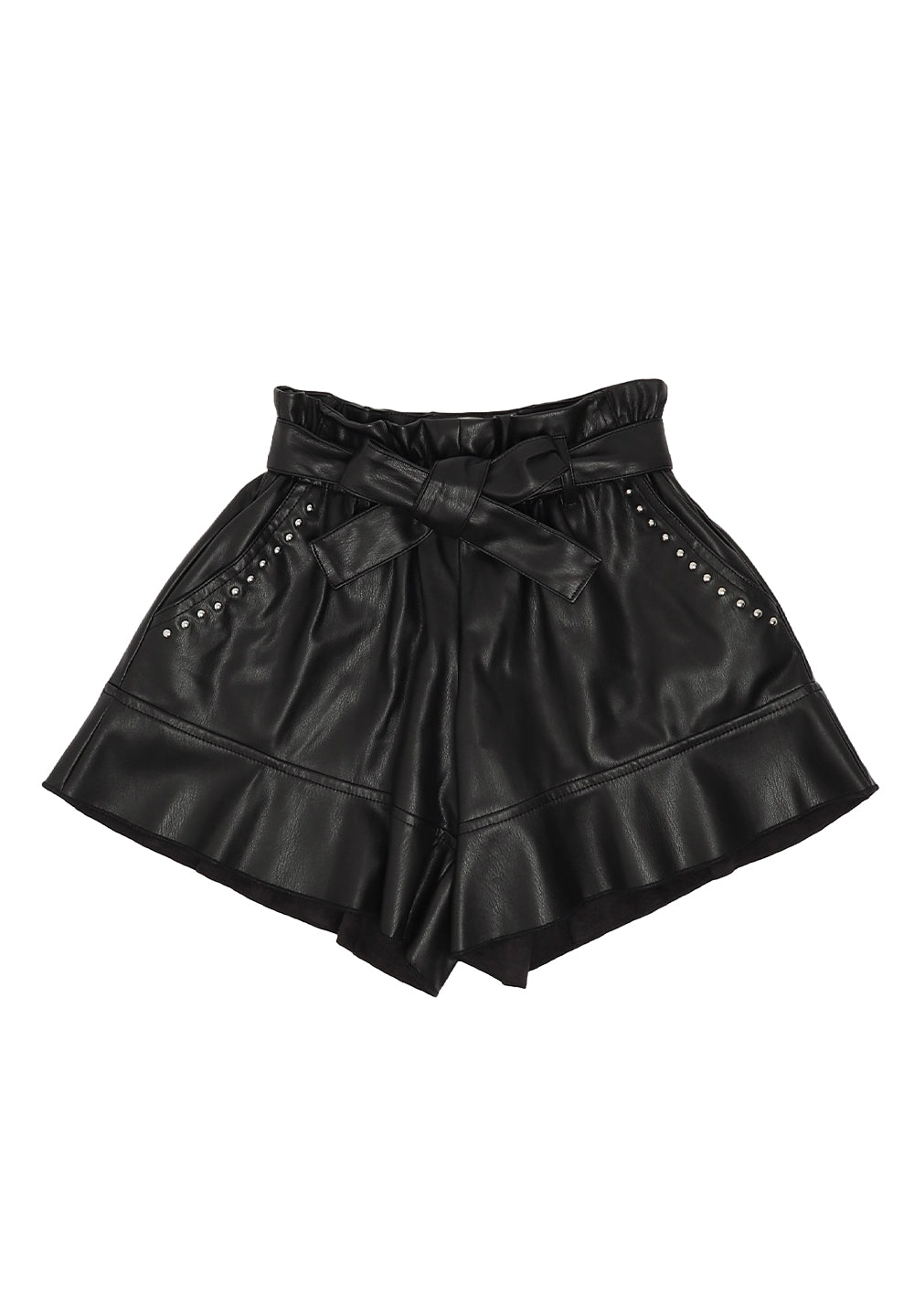 Shorts de piel sintética negro para niña