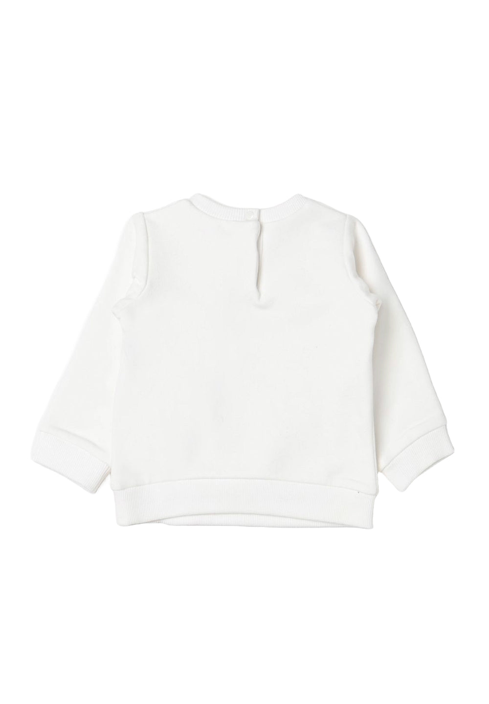 Sudadera blanca de cuello redondo para bebé niña