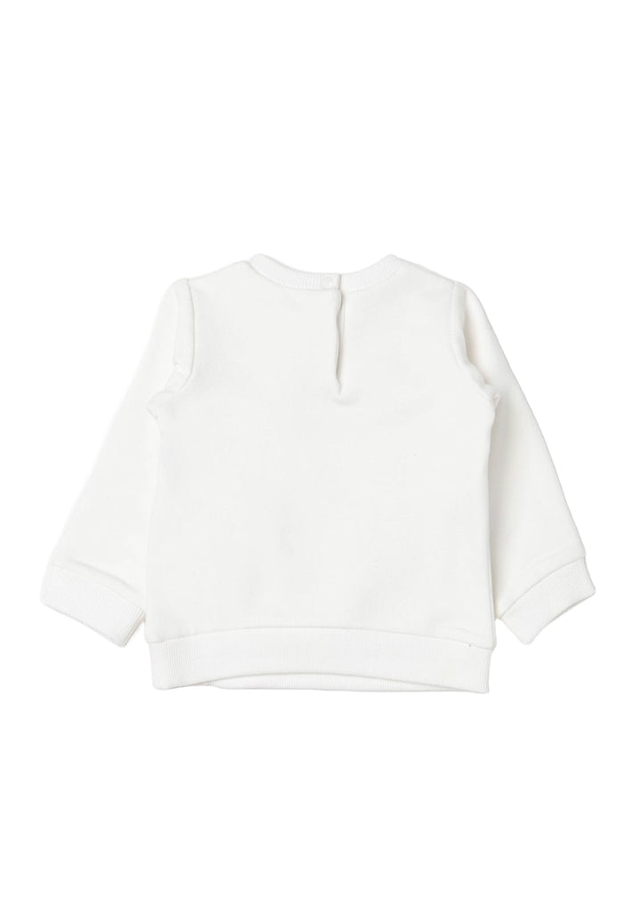 Sudadera blanca de cuello redondo para bebé niña