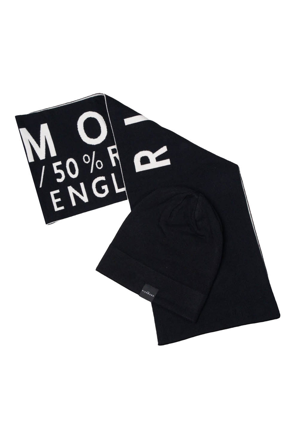 Conjunto de gorro y bufanda negro para niño