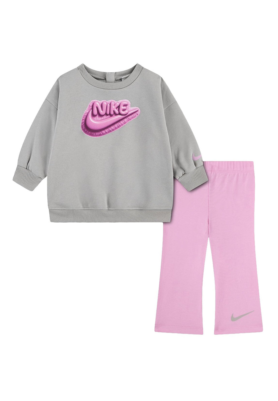 Completo felpa grigio-rosa per bambina