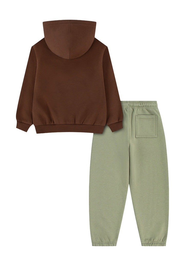 Braunes und grünes Sweatshirt-Set für Kinder