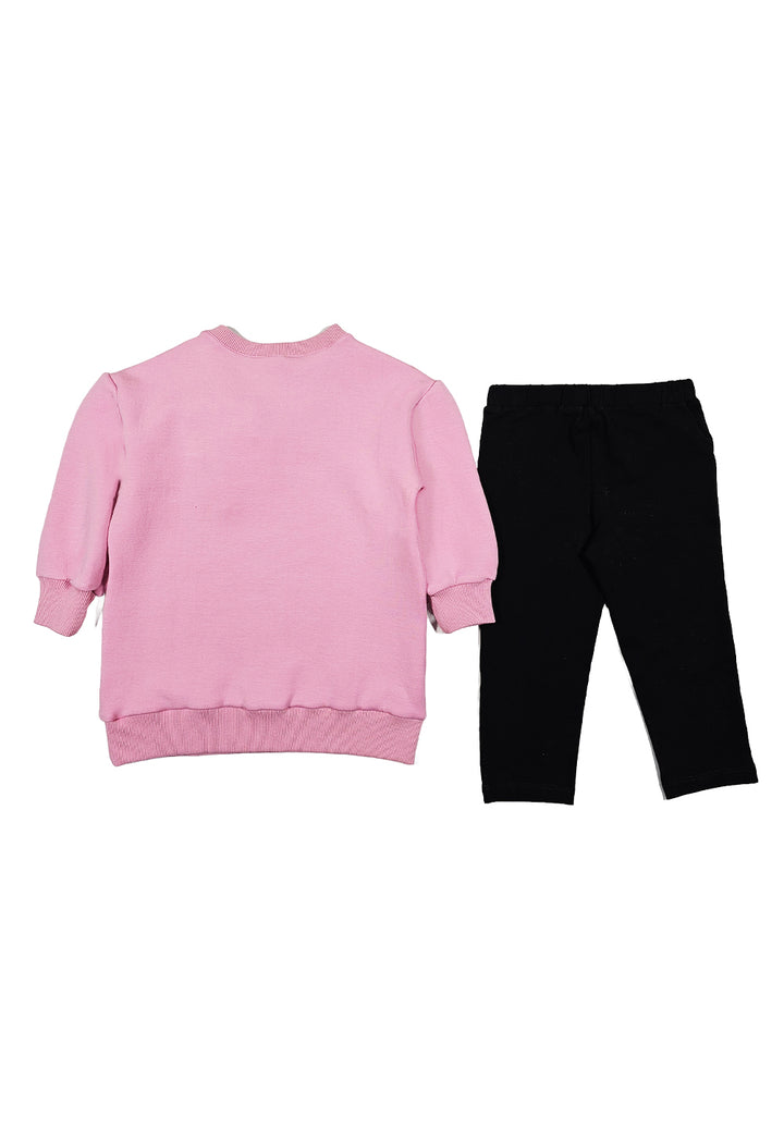Ensemble sweat-shirt rose et noir pour fille