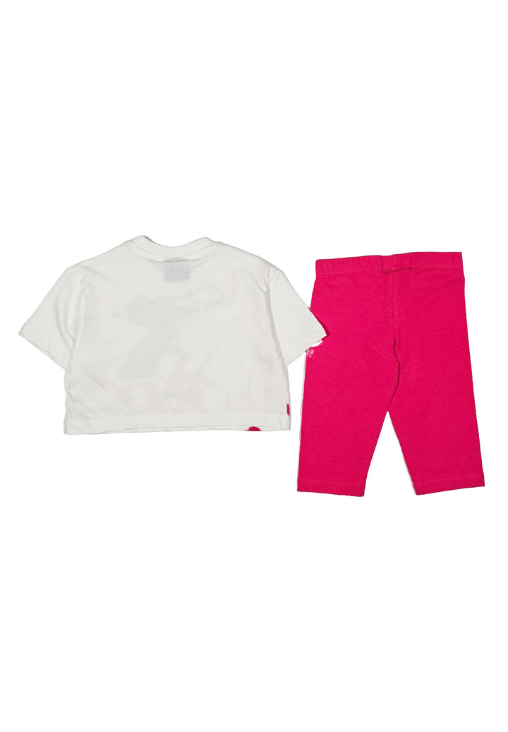 Tenue blanche et fuchsia pour fille