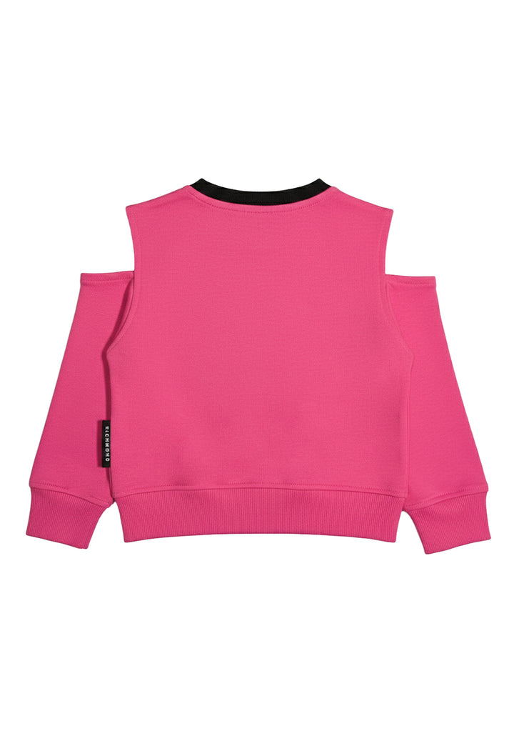 Sudadera de cuello redondo fucsia para niña