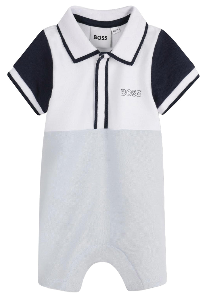 Pelele blanco y azul para recién nacido