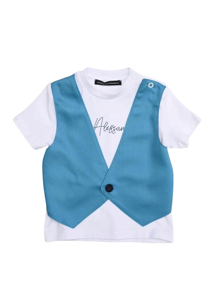 T-shirt bianco-turchese per bambino - Primamoda kids