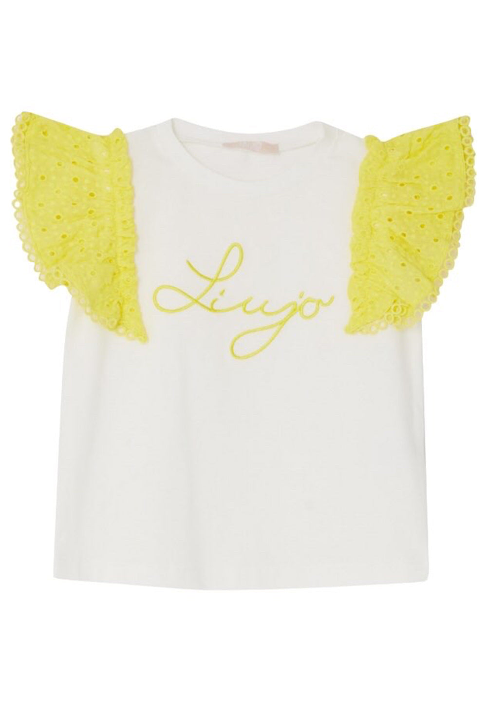 Camiseta blanca y amarilla para niña
