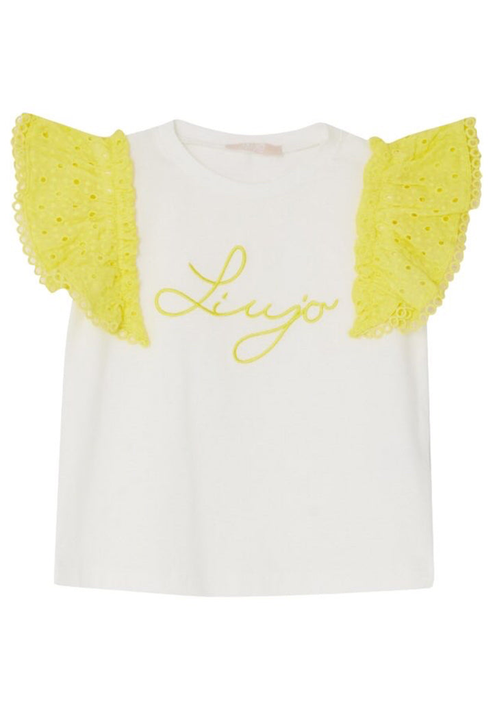 Camiseta blanca y amarilla para niña