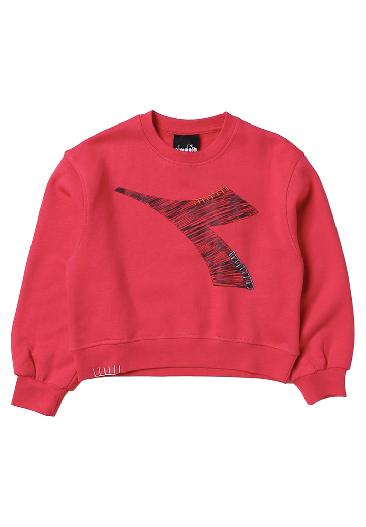 Sudadera de cuello redondo fucsia para niña