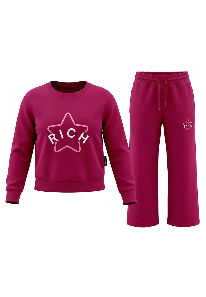 Fuchsiafarbenes Sweatshirt-Set für Mädchen