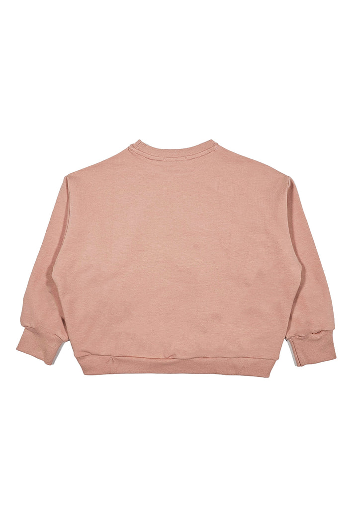 Sudadera de cuello redondo rosa para niña