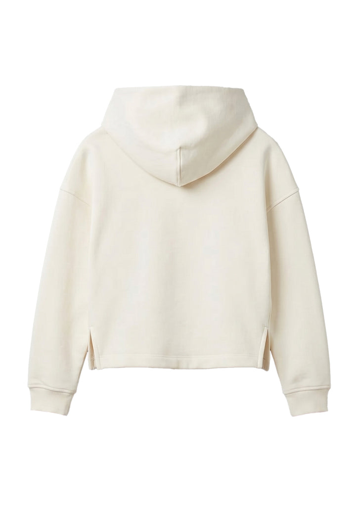 Cream hooded sweatshirt for baby girl