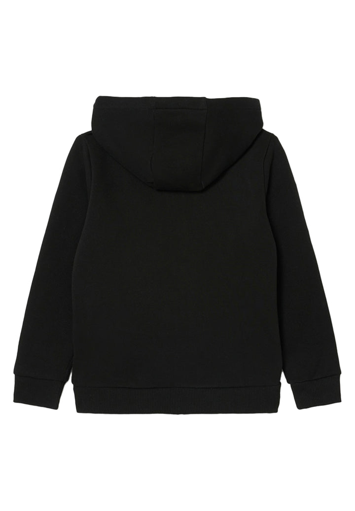 Sudadera con cremallera y capucha negra para niño