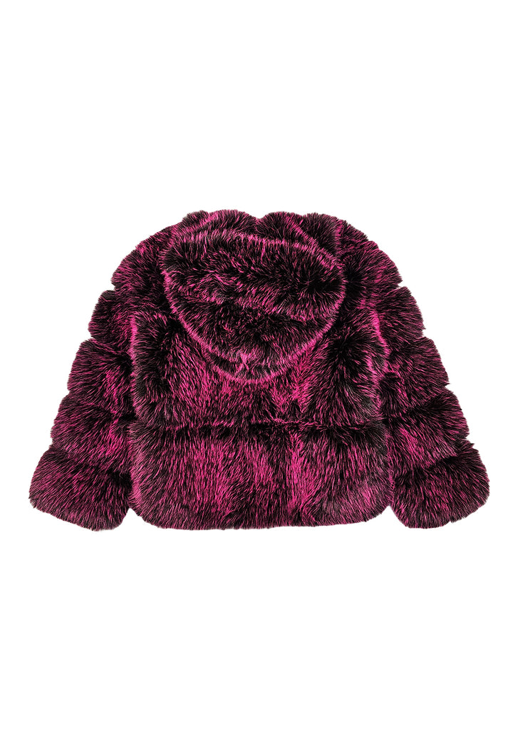 Manteau en fausse fourrure fuchsia pour fille