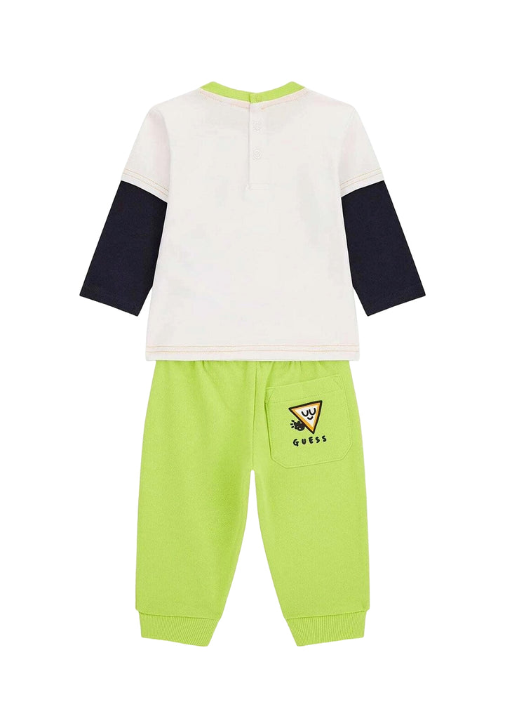 Ensemble sweat-shirt blanc et vert pour nouveau-né