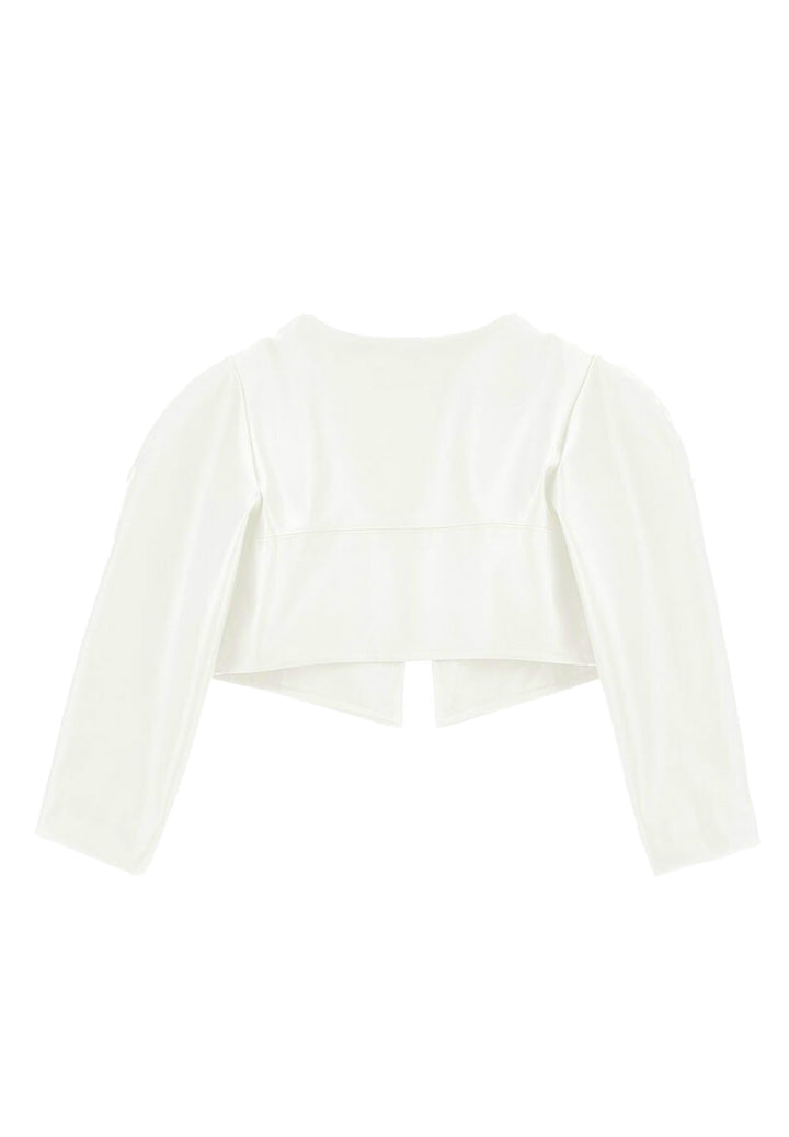 Cream faux leather jacket for baby girl