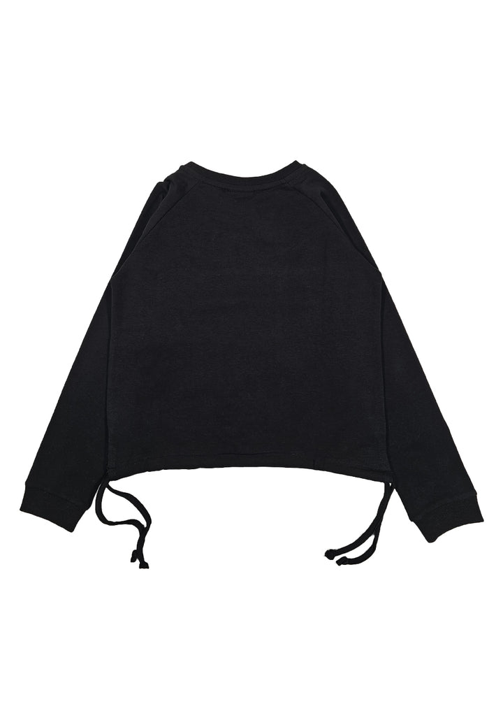 Sweat-shirt noir à col rond pour fille