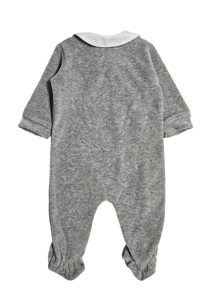 Grey chenille babygrow for newborn girl