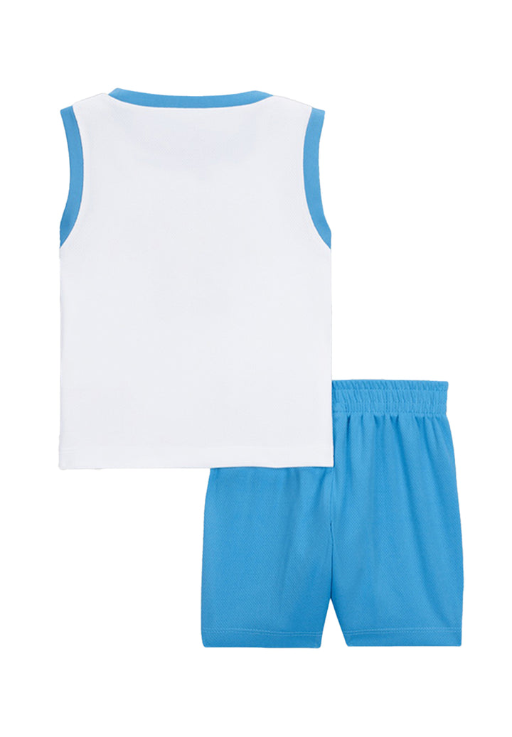 White and light blue baby outfit