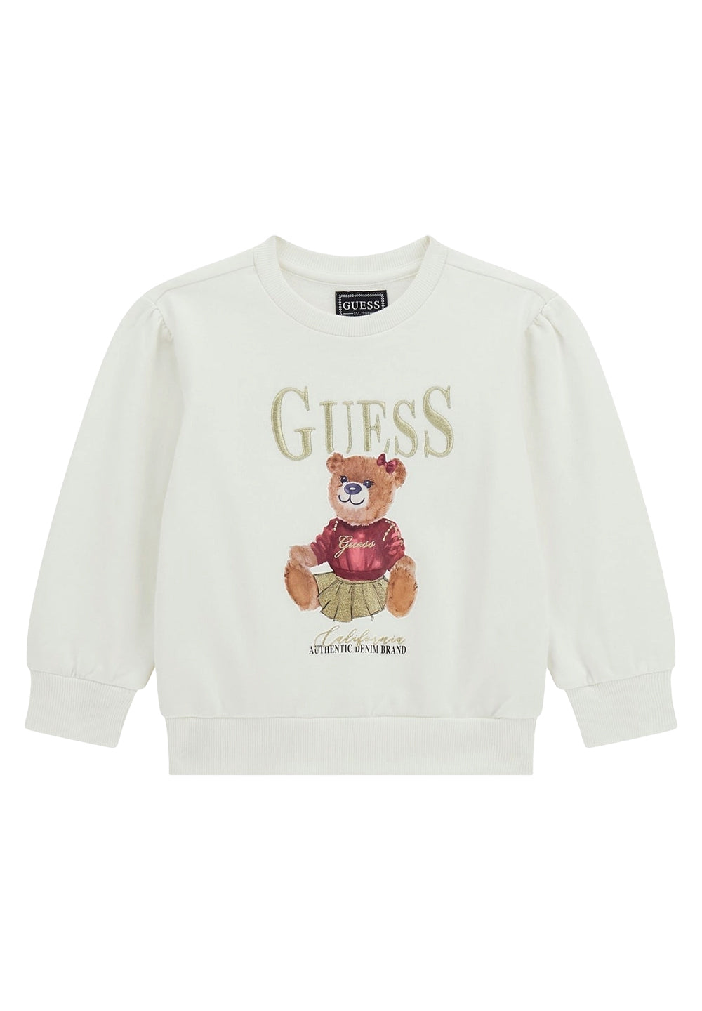 Sudadera de cuello redondo blanca para bebé niña