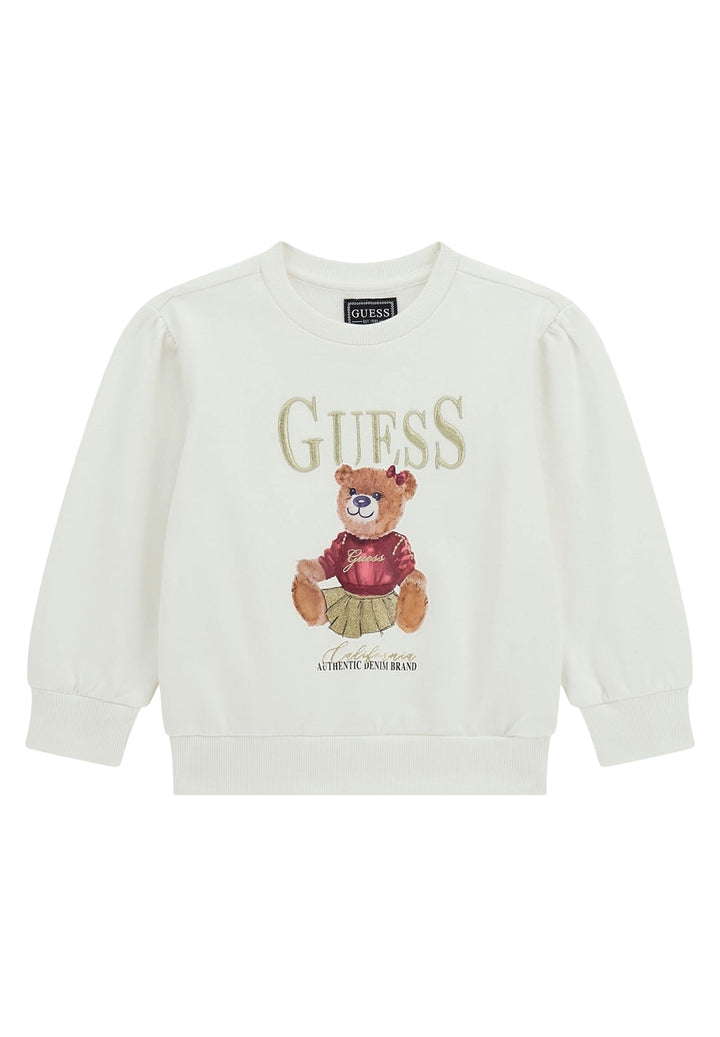 Sudadera de cuello redondo blanca para bebé niña