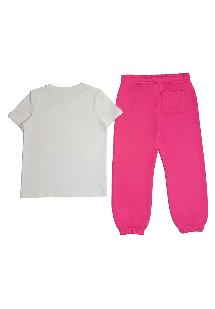 Tenue blanche et rose pour fille