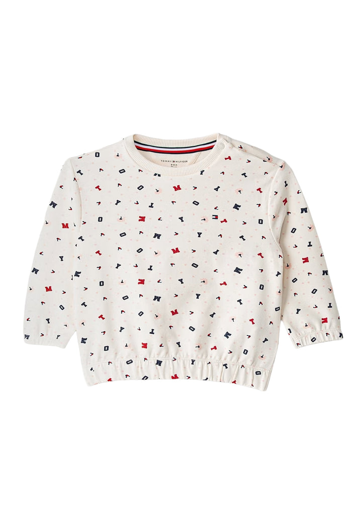Cremefarbener Rundhals-Sweatshirt für Mädchen