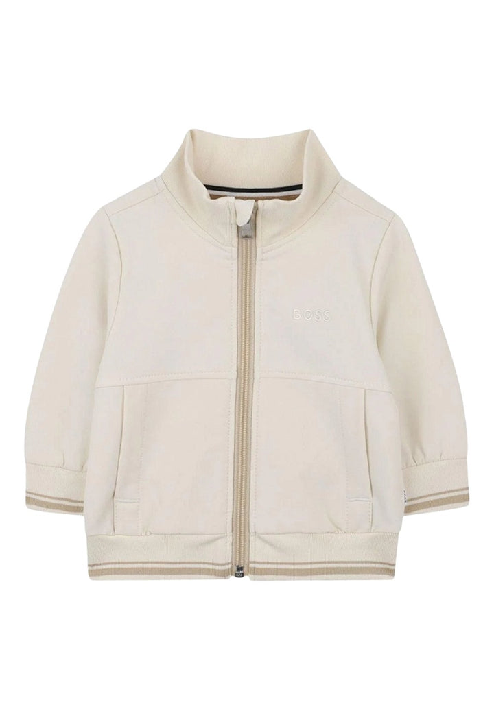 Sudadera con cremallera beige para bebé