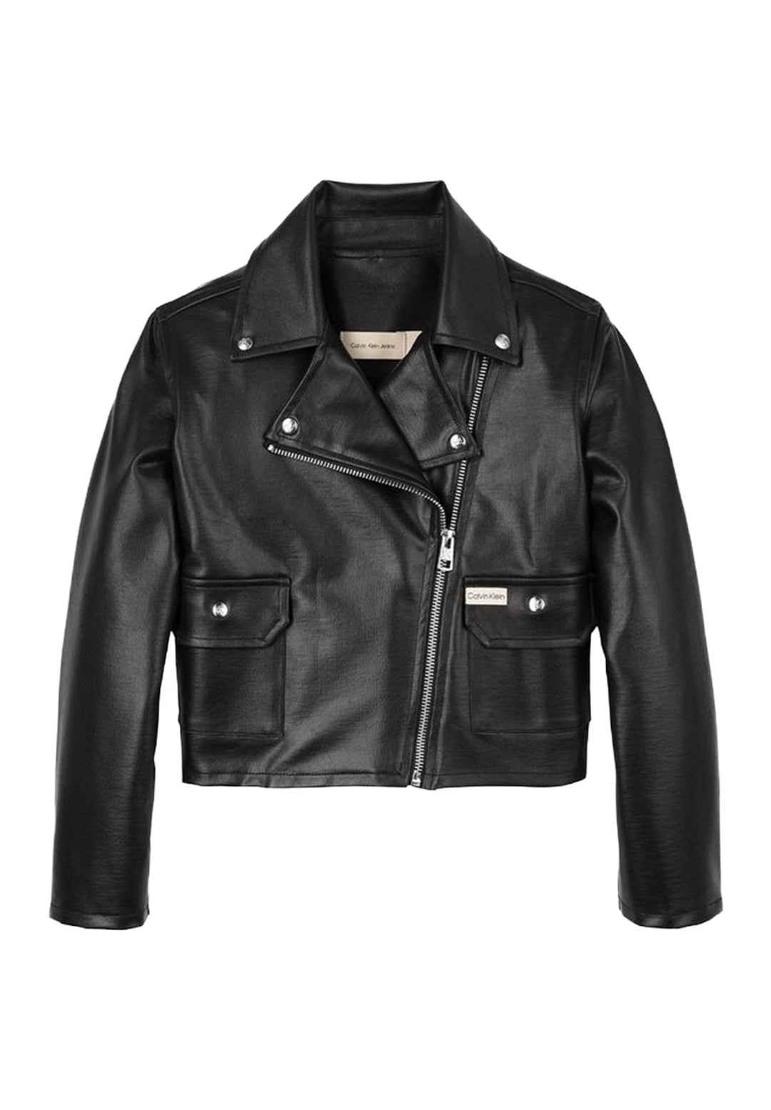 Chaqueta de piel sintética negra para niña