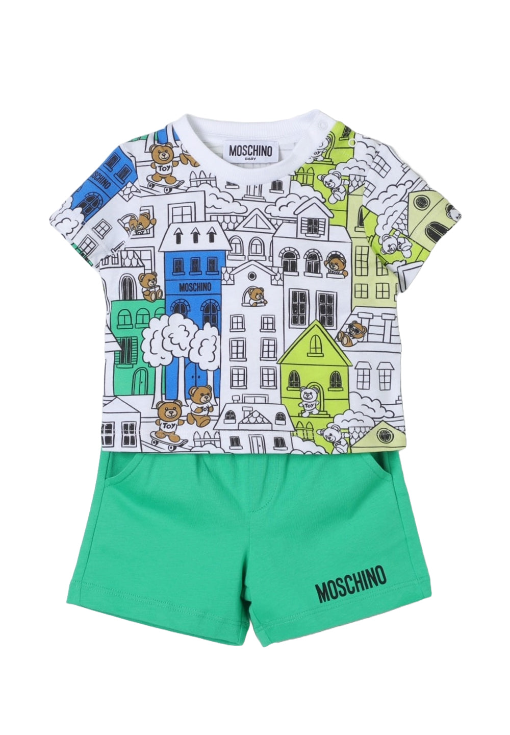 Weiß-grünes Outfit für Neugeborene