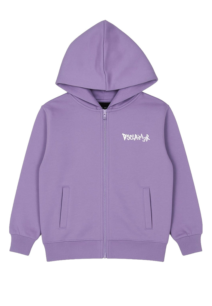 Sudadera lila con cremallera para niña
