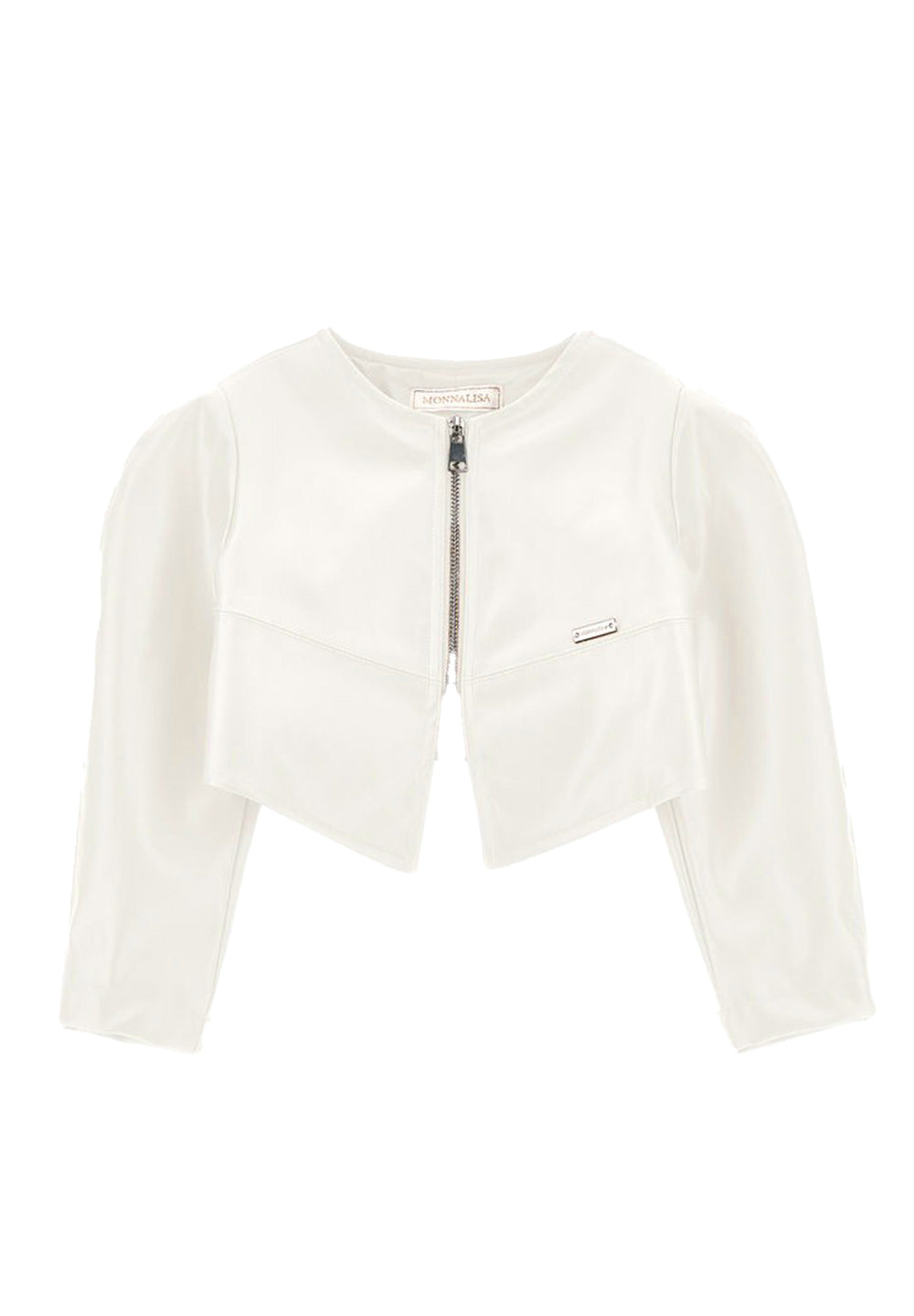 Cream faux leather jacket for baby girl
