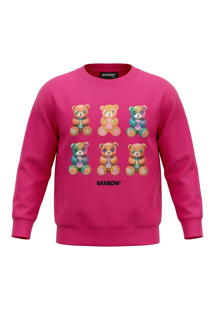 Sudadera de cuello redondo fucsia para niña