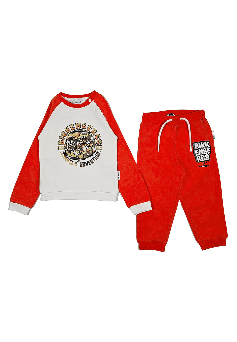 Conjunto de sudadera blanco y naranja para niño