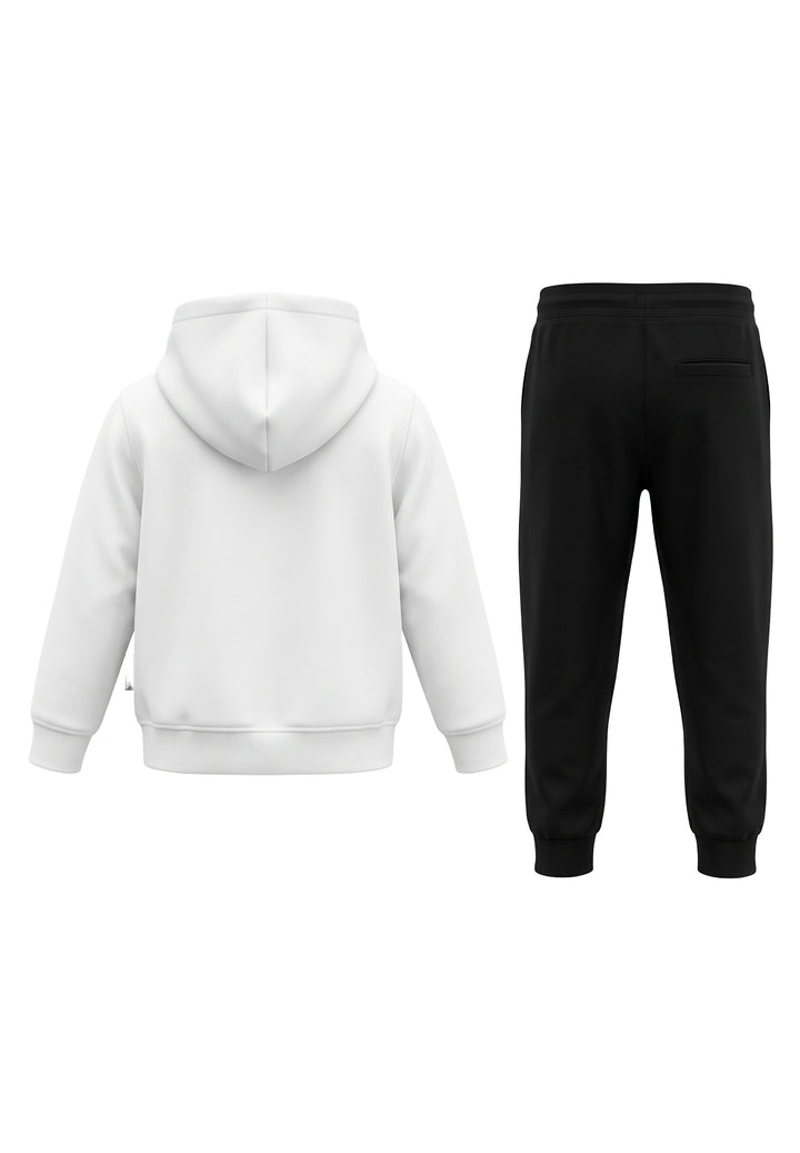 Conjunto de sudadera blanco y negro para niño