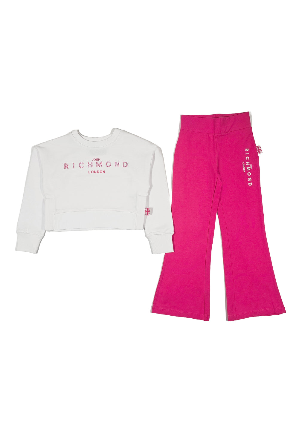 Weiß-fuchsiafarbenes Outfit für Mädchen