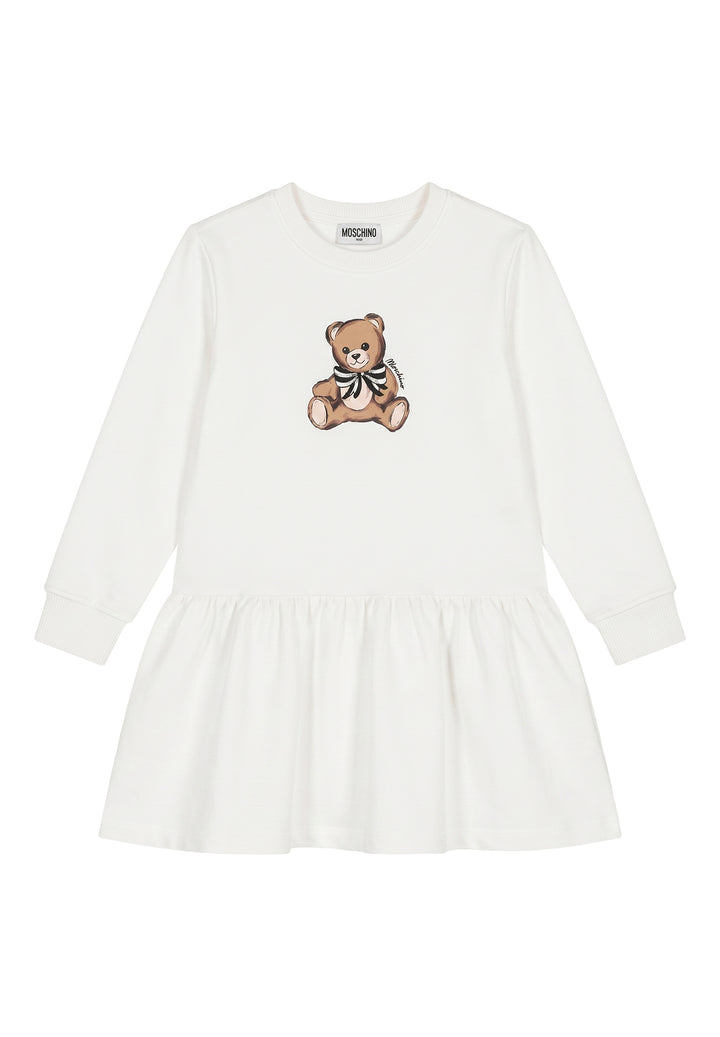 White sweatshirt dress for baby girl
