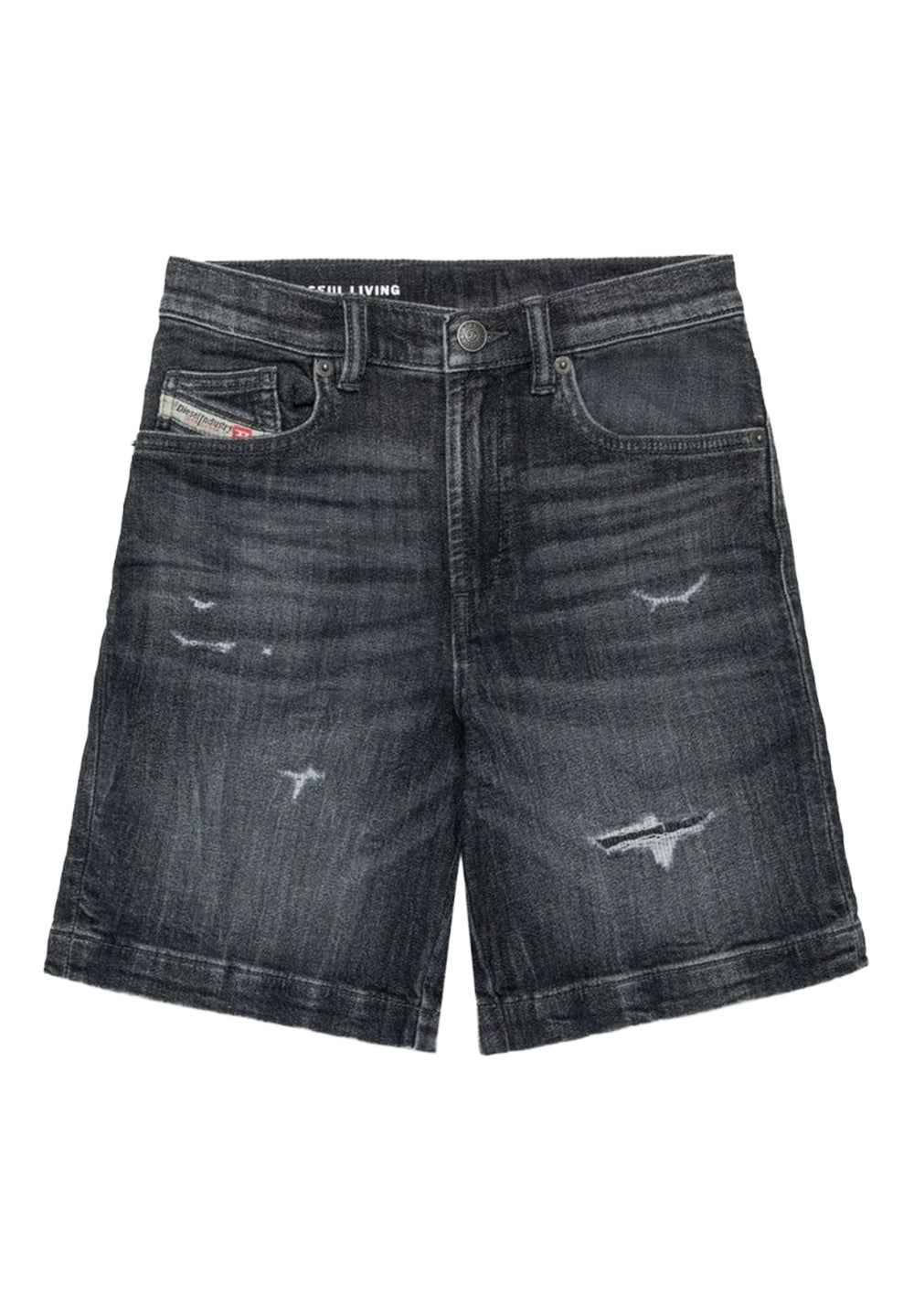 Black denim bermuda shorts for boys